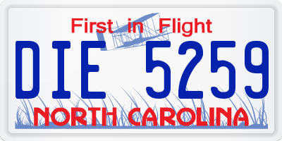 NC license plate DIE5259