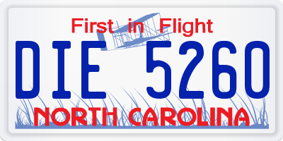 NC license plate DIE5260