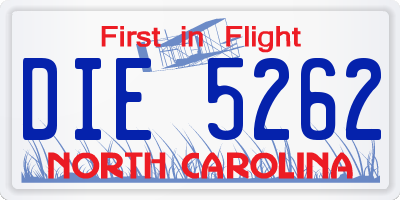 NC license plate DIE5262