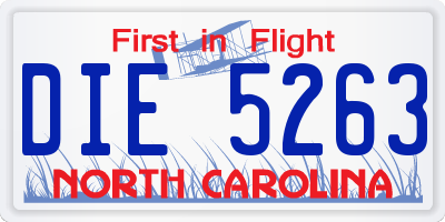 NC license plate DIE5263