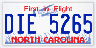 NC license plate DIE5265