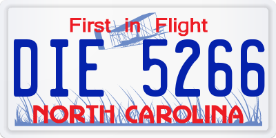 NC license plate DIE5266