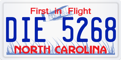 NC license plate DIE5268