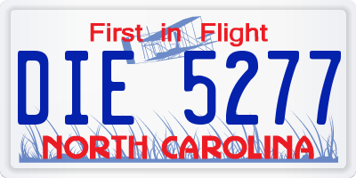 NC license plate DIE5277