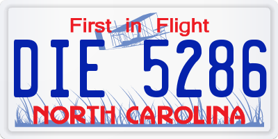 NC license plate DIE5286