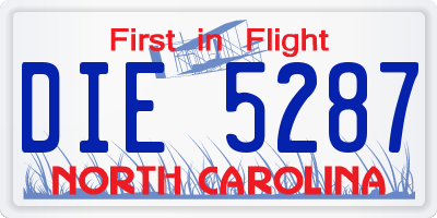 NC license plate DIE5287