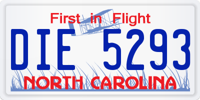 NC license plate DIE5293