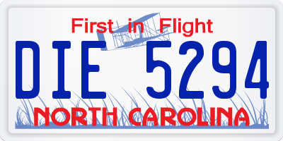 NC license plate DIE5294