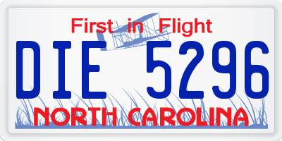 NC license plate DIE5296