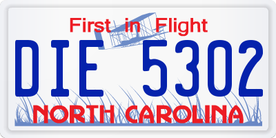 NC license plate DIE5302