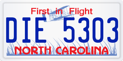NC license plate DIE5303