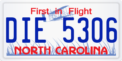 NC license plate DIE5306