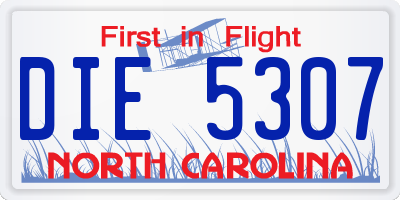 NC license plate DIE5307