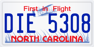 NC license plate DIE5308