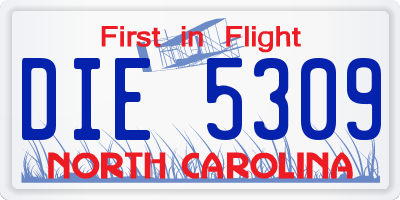 NC license plate DIE5309