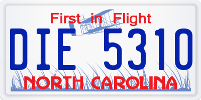 NC license plate DIE5310