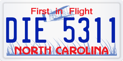 NC license plate DIE5311