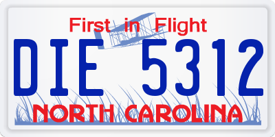 NC license plate DIE5312