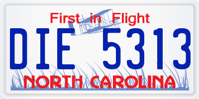 NC license plate DIE5313