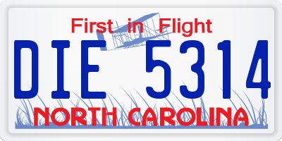 NC license plate DIE5314