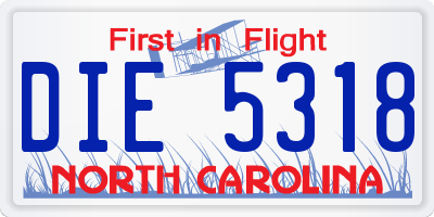 NC license plate DIE5318