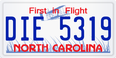 NC license plate DIE5319