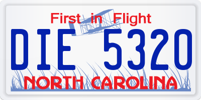 NC license plate DIE5320