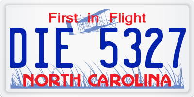 NC license plate DIE5327