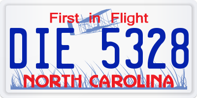 NC license plate DIE5328