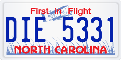 NC license plate DIE5331