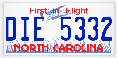 NC license plate DIE5332