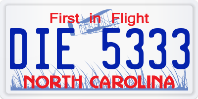 NC license plate DIE5333