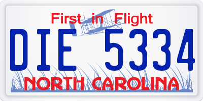 NC license plate DIE5334