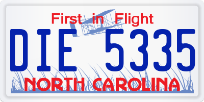 NC license plate DIE5335