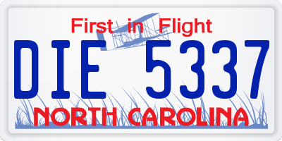 NC license plate DIE5337