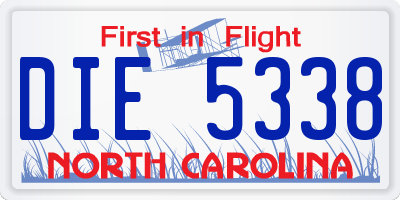 NC license plate DIE5338