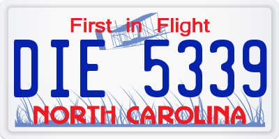 NC license plate DIE5339