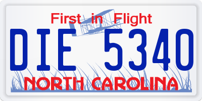 NC license plate DIE5340
