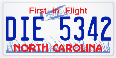 NC license plate DIE5342