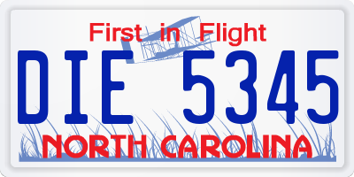 NC license plate DIE5345