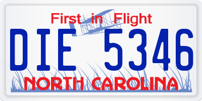 NC license plate DIE5346