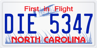 NC license plate DIE5347