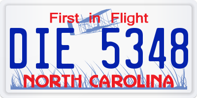 NC license plate DIE5348