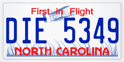 NC license plate DIE5349