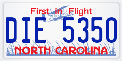 NC license plate DIE5350