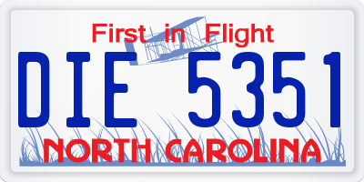 NC license plate DIE5351