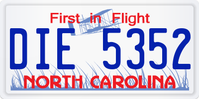 NC license plate DIE5352
