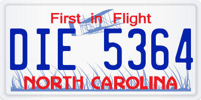NC license plate DIE5364