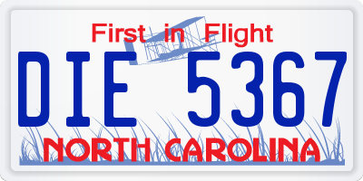 NC license plate DIE5367
