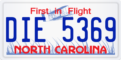 NC license plate DIE5369